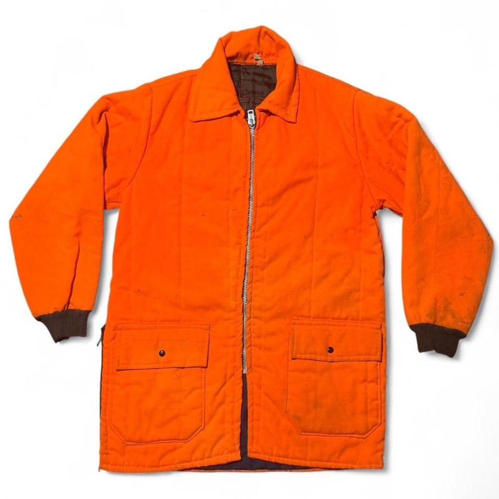 Vintage 70s Simco Custom Altered Heavyweight Orange Hunting Jacket XL 23x33